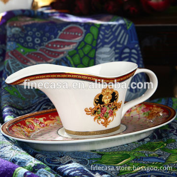 300ML Luxury Fine Bone China Red Gravy Boat of Dream Wedding